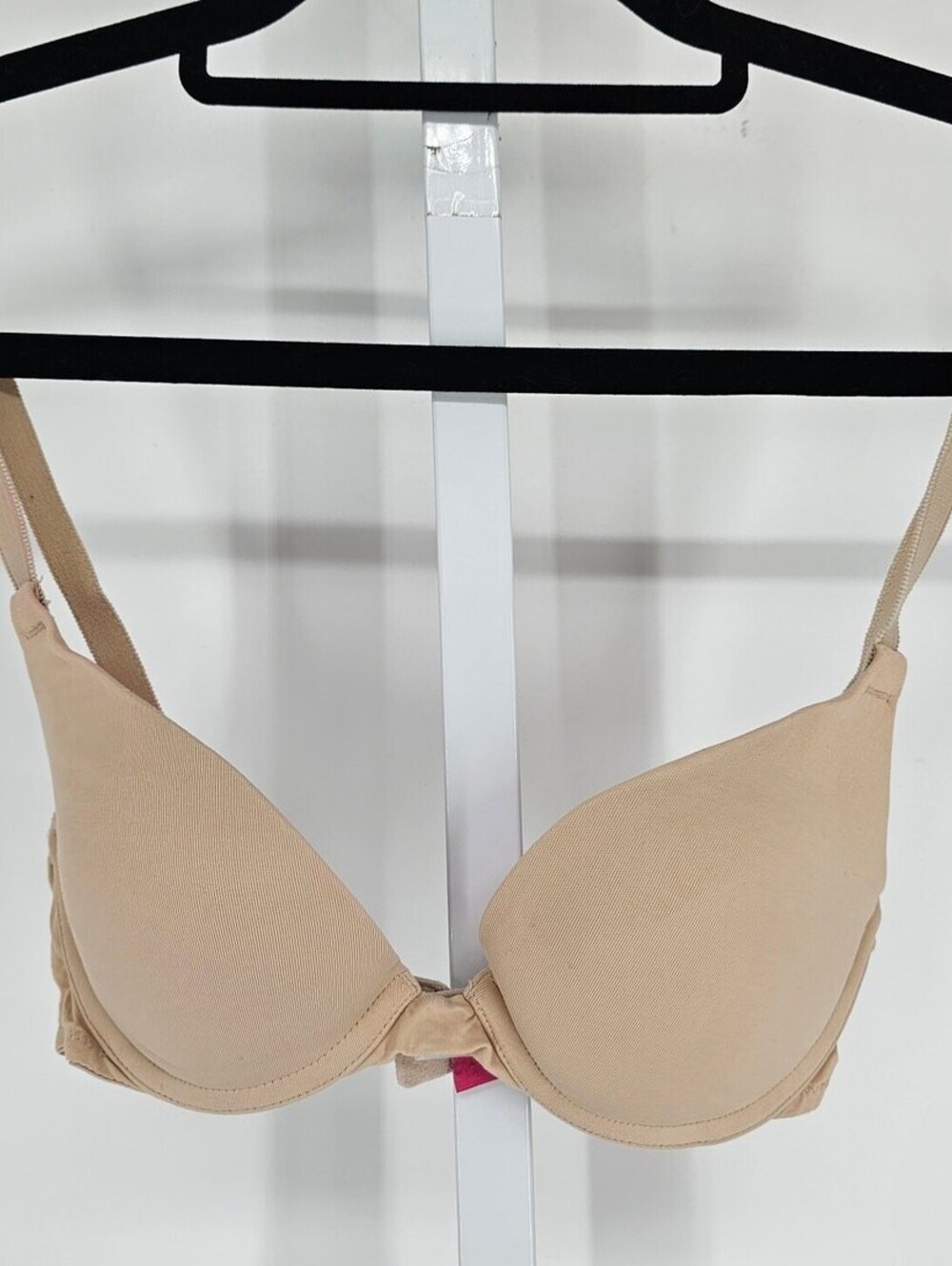 Vtg Y2K PINK by Victorias Secret Sz 32A Wear Everywhere Push Up Bra Beige